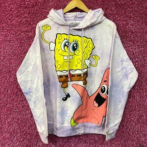 Nickelodeon SpongeBob SquarePants Cartoon Tie-Dye Graphic Print Hoodie Small